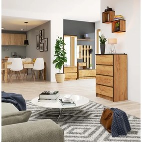 Cassettiera Moderna 60x40x100 Cm 4 Cassetti Quercia Effetto Legno Artika