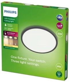 Philips - Lampada LED dimmerabile da esterno SUPERSLIM LED/15W/230V IP54 nero
