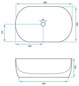 REA-U3322 - Lavabo da appoggio AMELIA MINI 26x38 cm in ceramica, bianco lucido