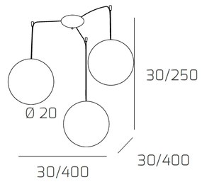 Sospensione Contemporanea Target Metallo Cromo Vetro Cromo E Trasp 3 Luci E14