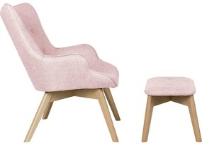 Poltrona con poggiapiedi rosa chiaro Niko – Ropez