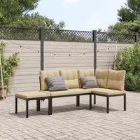 Set Panche Giardino Cuscini 3pz Nero Acciaio Verniciato Polvere 3283653