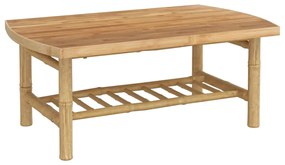 Set salotto da giardino 5pz con cuscini bianco crema in bambù