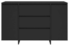 Credenza con 3 cassetti nera 120x41x75 cm in truciolato