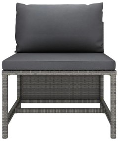 Set divani da giardino 2 pz con cuscini in polyrattan grigio