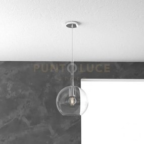 Sospensione cromo 1 luce media trasparente 1155cr-sm-tr