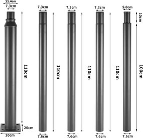 Brilagi -Asta in metallo per palo d'illuminazione esterna 5 m, diametro 58 mm, antracite
