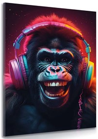 Stampa su tela – Gorilla con cuffie