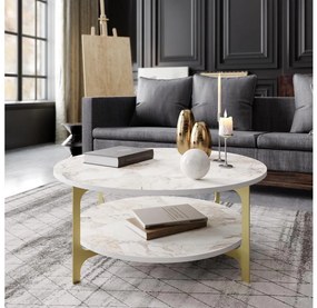 Tavolino VERSY 37x90 cm bianco/oro