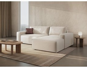 Divano angolare beige allungabile/con contenitore (con penisola a destra/con chaise lounge) con rivestimento in velluto Jodie – Micadoni