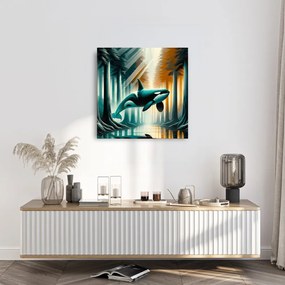 Quadro su tela – Foresta luminosa e orca