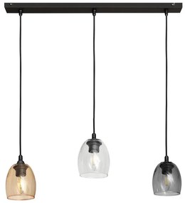 Lampadario a sospensione con filo BRILLANT 3xE27/15W/230V beige/limpido/grigio