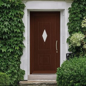 Portoncino d'ingresso Classic2 L 90 x H 210 cm in PVC noce, apertura spingere a sinistra