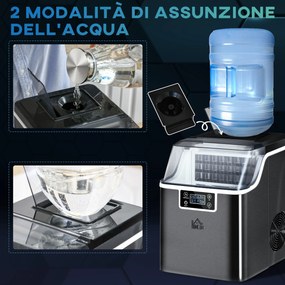 Macchina del Ghiaccio Autopulente da 24 Cubetti in 14-18 Minuti 20 kg in 24 Ore Nero...