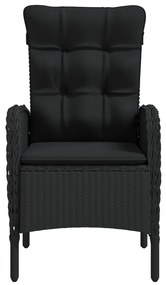 Set da pranzo per giardino 3 pz con cuscini nero