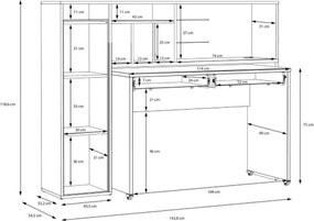 Scrivania Salvaspazio Estraibile Con Anta Laterale 154 Cm Drox Rovere E Grigio Scuro