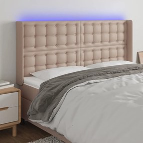 Testiera A Led Cappuccino 183x16x118/128 Cm İn Similpelle /