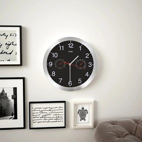Orologio Da Parete Al Quarzo Igrometro Termometro 30 Cm Nero /