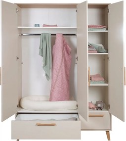 Armadio per bambini color crema/di colore naturale con effetto rovere 138x200x55 cm Jil – Roba