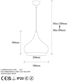 Lampadario color rame con paralume in metallo ø 26 cm Muba – Opviq lights