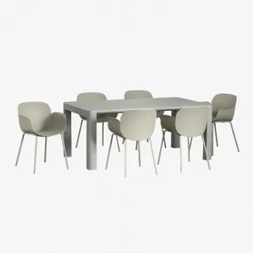 Set tavolo rettangolare Arnadine (180x100 cm) e 6 sedie da giardino - Sklum