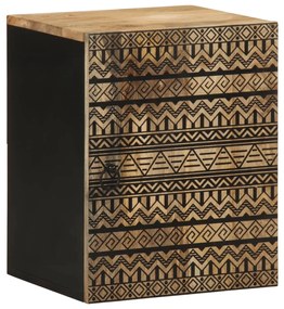 Mobile Pensile Da Bagno Nero 38x33,5x48 Cm Legno Massello Mango /