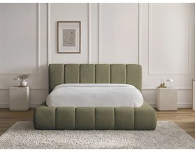 Letto matrimoniale imbottito verde contenitore e rete inclusi 180x200 cm Denali - Bobochic Paris