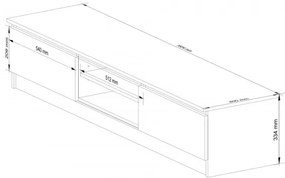 Mobile Porta TV 160 Cm 2 Ante 2 Vani A Giorno Bianco Opaco Artika