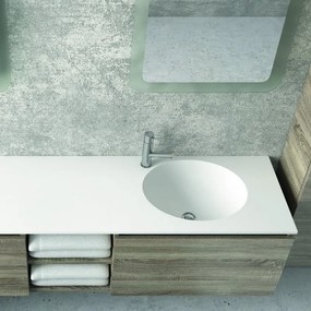 Composizione bagno 175cm, composta da mobile con lavabo doppio, due specchi led e colonna SP-175C - KAMALU