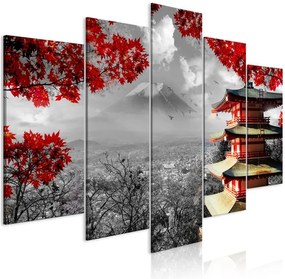 Quadro Japanese Adventure (5 Parts) Wide  Colore Rosso, Dimensioni e Misure 200x100