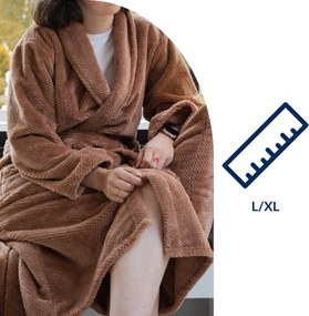 Accappatoio marrone in micropile L/XL Pippa – Tiseco Home Studio