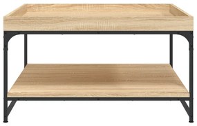 Tavolino rovere sonoma 80x80x45 cm in legno multistrato e ferro