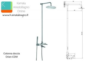 Kamalu - colonna doccia con miscelatore e flessibile modello orian-cdm