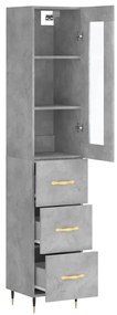 Credenza grigio cemento 34,5x34x180 cm in legno multistrato