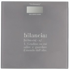 Bilancia pesapersone vetro grigio scritta Victionary