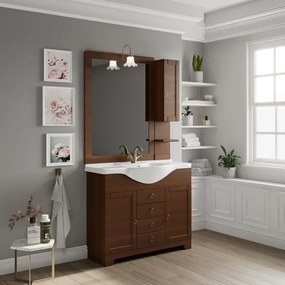 Mobile sottolavabo e lavabo Romantica per vasca centrale noce L 105 x H 81.5 x P 31.5 cm, 2 ante 3 cassetti