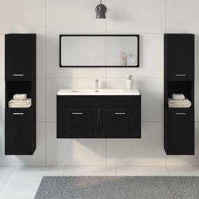 Set di mobili per bagno  set di 3 rovere nero legno resistente