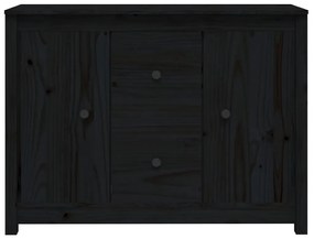 Credenza nera 100x35x74 cm in legno massello di pino