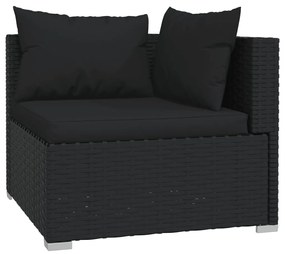 Set divani da giardino 4 pz con cuscini in polyrattan nero