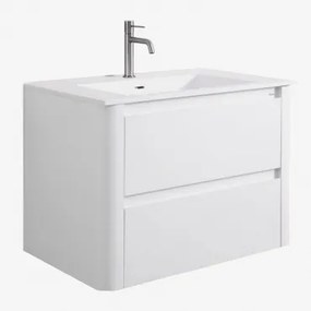 Set Mobili Da Bagno In Legno Con Lavabo Integrato E Specchio Egerton Bianco & Sin Espejo & Cromato ↑20 Cm - Sklum