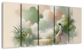 Quadri 5 pezzi – Figura delicata tra i fiori