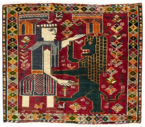 Shiraz Tappeto persiano 50 x 60 Rosso (Iran) Annodato A Mano