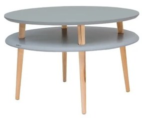 Tavolino grigio scuro con gambe naturali UFO, Ø 70 cm - Ragaba