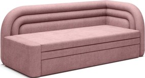 Divano rosa allungabile/con contenitore con penisola a destra e rivestimento in ciniglia 223 cm Fabillo – ELTAP