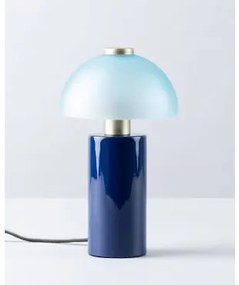 Lampada da Tavolo in Ferro e Vetro (Ø19,5) Seta Vidre Blu Sapphire - The Masie