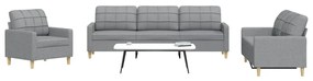 Set Di Divani 3 Pz Grigio Chiaro İn Tessuto /
