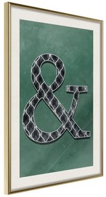 Poster  Ampersand on Green Background  Cornice Quadri Cornice d'oro con passe-partout, Larghezza x Altezza Home decor 40x60