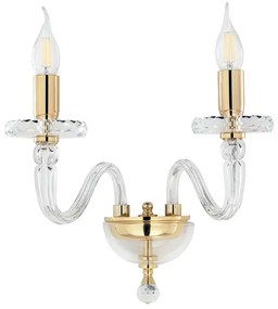 Applique 38 cm BACH senza paralume in vetro trasparente 2 Luci Oro