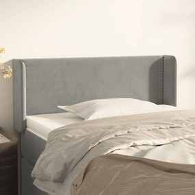 Testiera Ad Orecchio Grigio Chiaro 93x16x78/88 Cm İn Velluto /