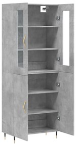 Credenza grigio cemento 69,5x34x180 cm in legno multistrato